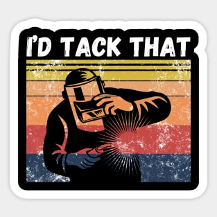 I’d tack that, Retro Vintage Welder Gift Sticker